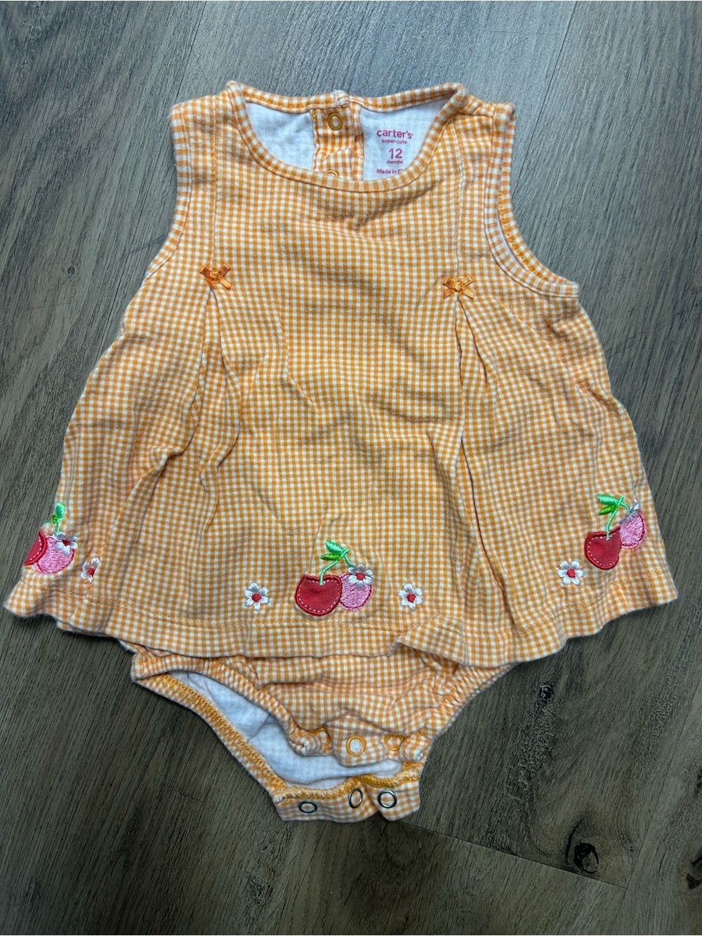 Carter's Yellow Gingham Cherry Dress & Bodysuit